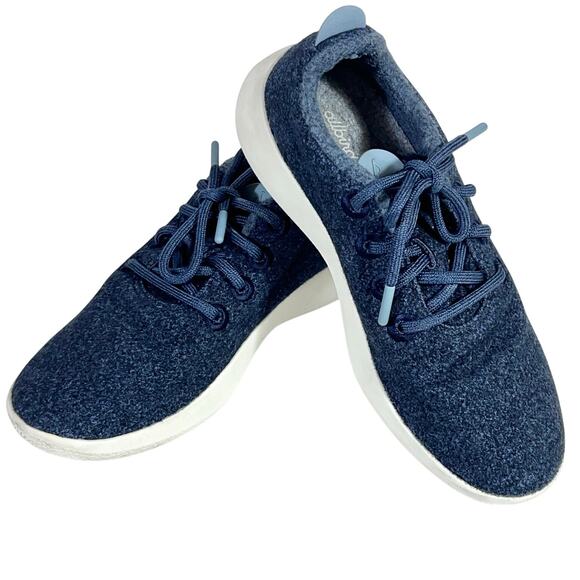 Allbirds Wool Runner Mizzle Shoes WR Men 8 Blue White Athletic Walking Sneakers - Picture 1 of 9